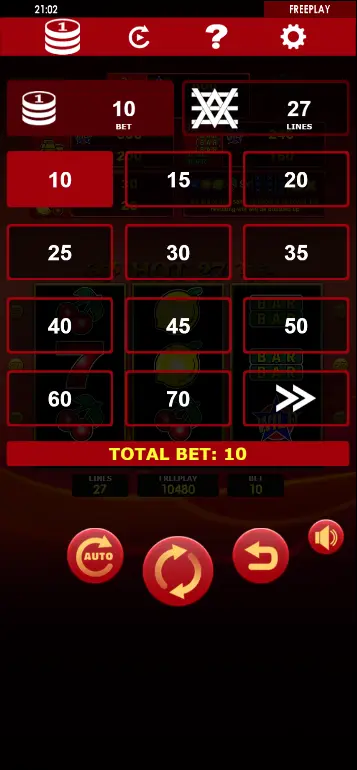 Hot 27 – полная сетка 3x3 с результатом девять одинаковых и удвоенным выигрышем 2x